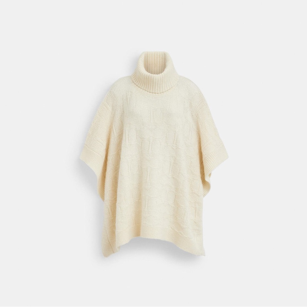 COACH Wool Knit Poncho
